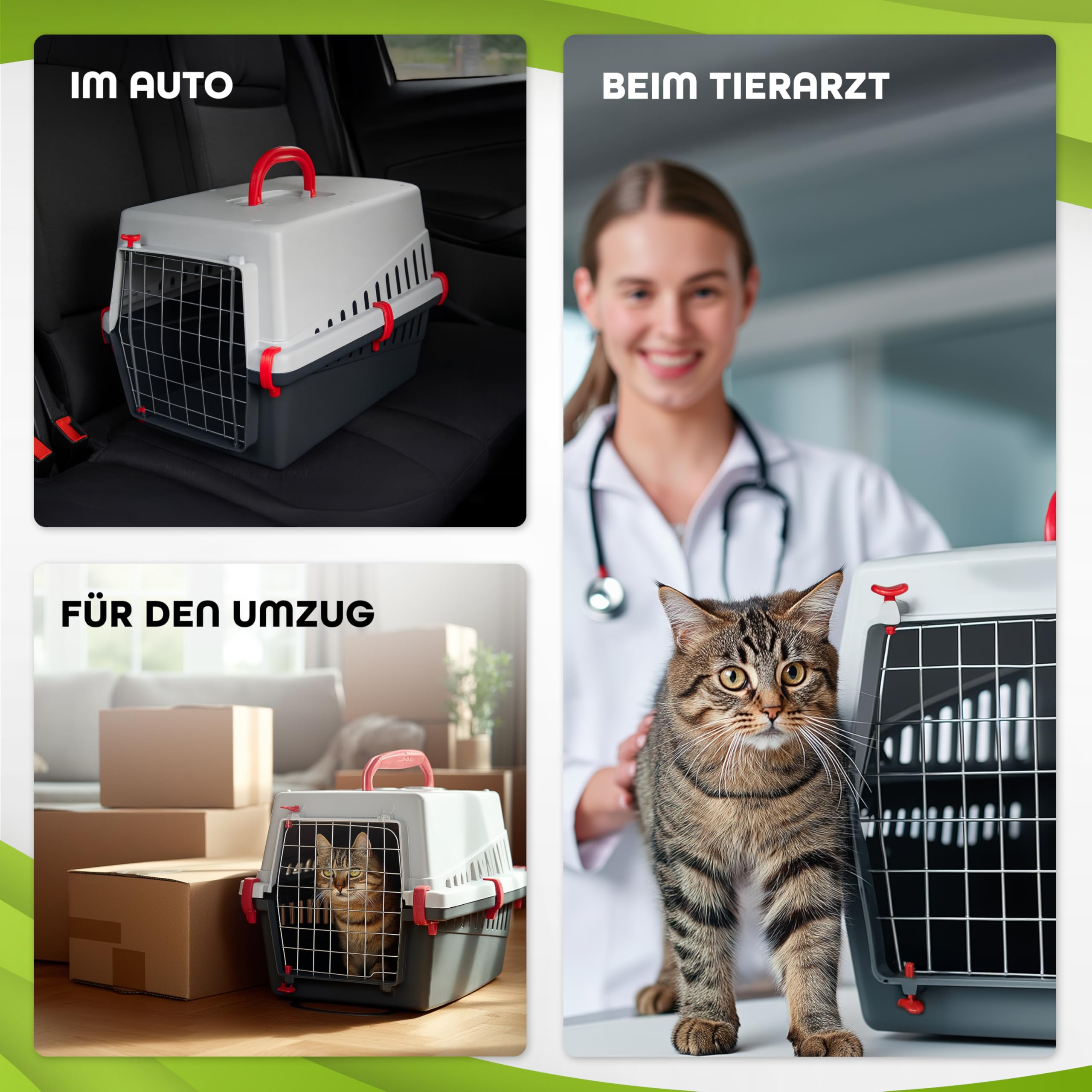 Transportbox Katze Katzentransportbox - Flugzeugbox Katzenbox - Metalltür - Leicht 1,14 kg - Blau 50 x 33 x 32 cm
