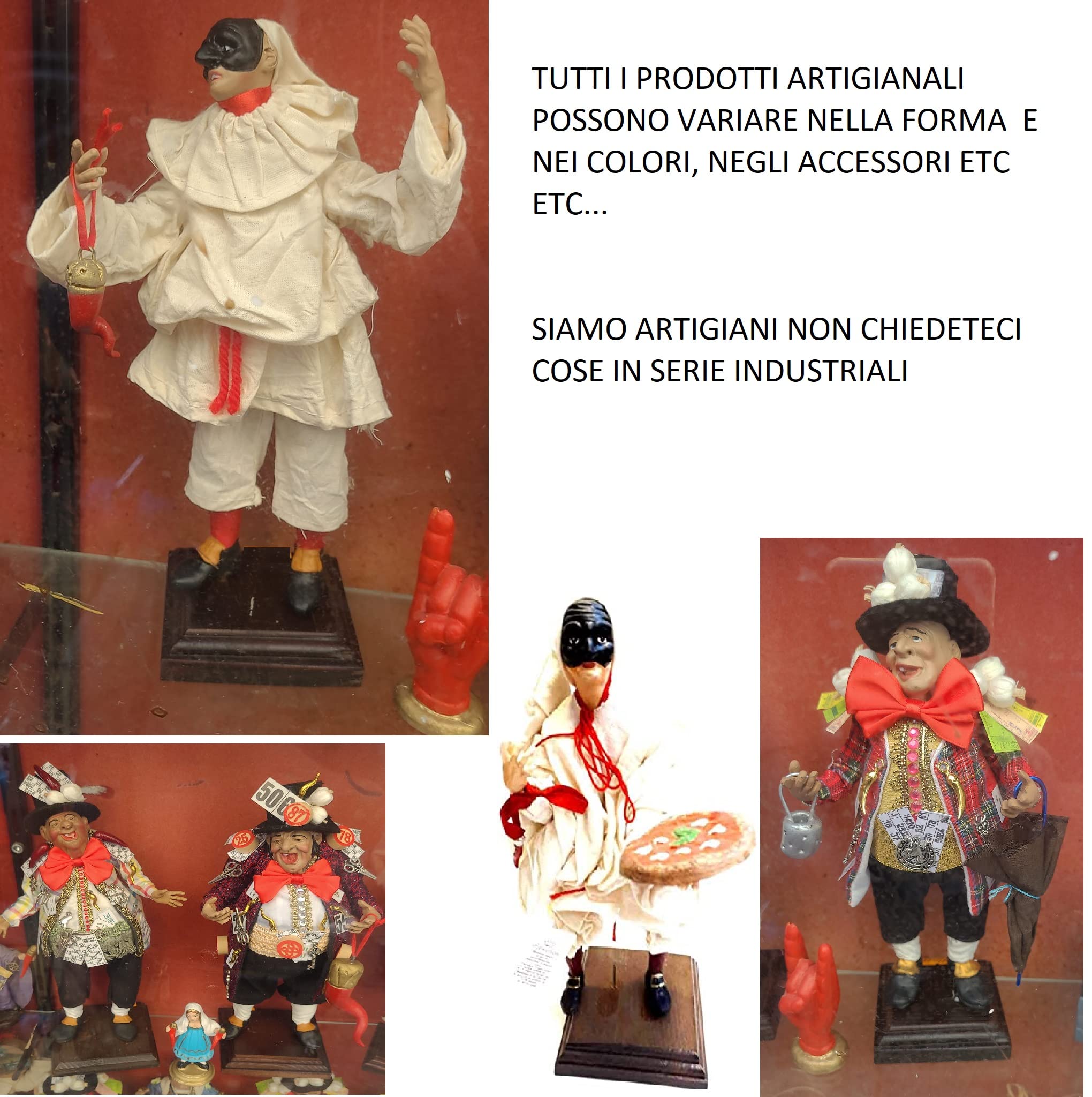 Figur Küken Höhe 20 cm mit Besen Hände Kopf und Füße Terrakotta Körper aus Hanf mit Pizza oder Spaghetti oder anderem auf dem Foto erhalten Sie einen kostenlosen Schlüsselanhänger Sheperds Crib