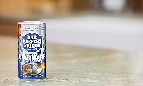 Vista 3 de Bar Keepers Friend Limpiador y pulidor de utensilios de cocina (12 onzas), limpiador, desengrasante y removedor de manchas, para uso en ollas