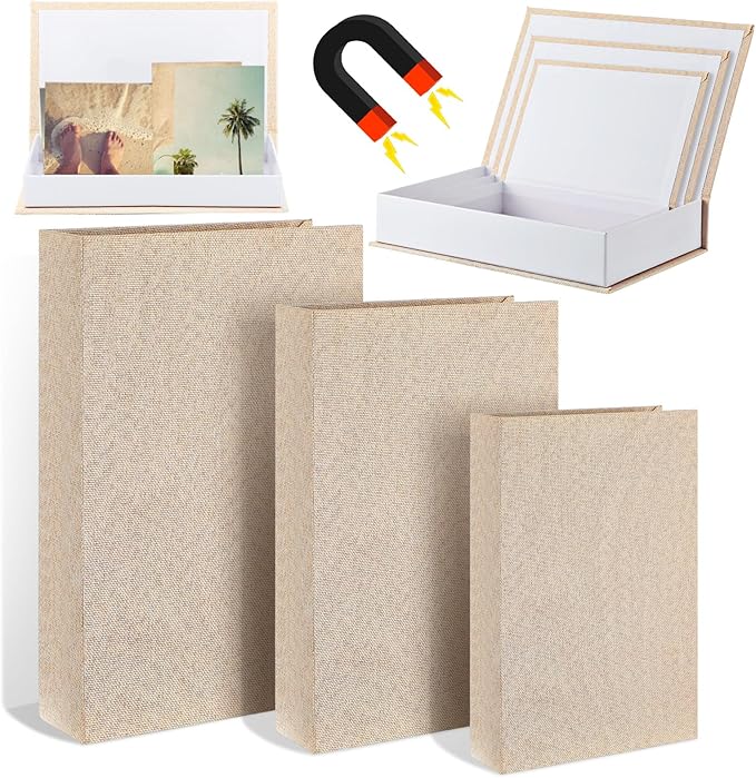 Amazon.com: Briwooody 3 Pack Decorative Book Boxes Faux Book Storage ...