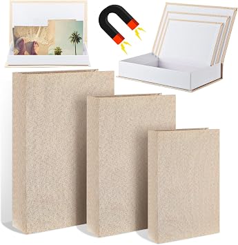 Briwooody 3 Pack Decorative Faux Book Storage Box Linen Faux Book Box