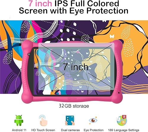 Miniatura 5 de Tablet Contixo V10A para niños de 7" HD para edades de 3 a 7 años con 32GB, controles parentales, estuche a prueba de niños, lápiz óptico y más de