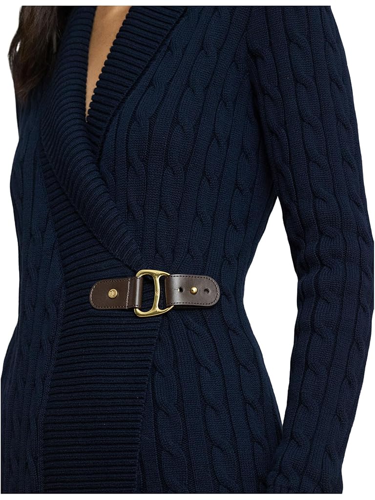 Navy Lauren Ralph Lauren Petite Buckled Cotton Sweater