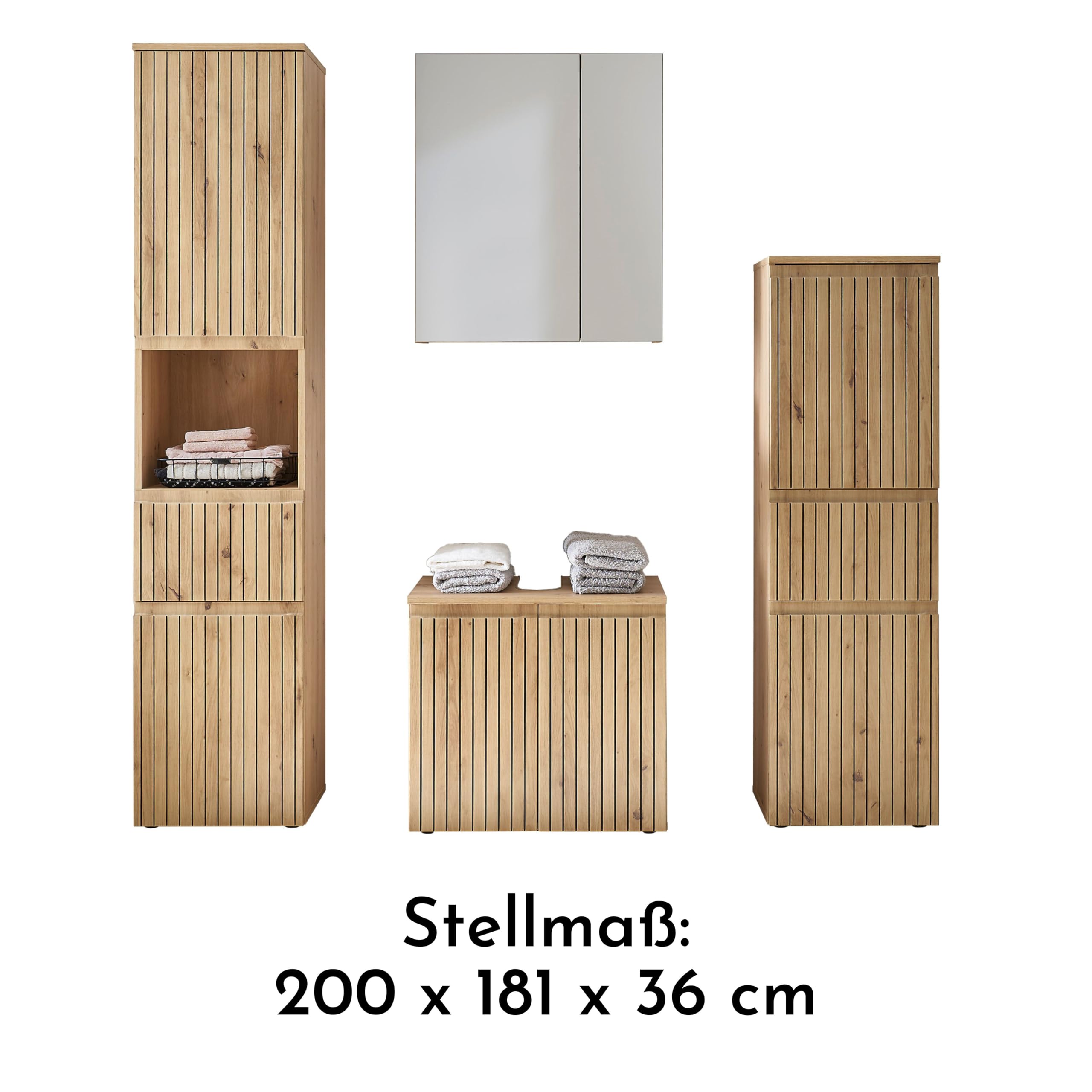 Stella Trading Austin Armoire De Salle De Bain Avec Miroir Chêne Artisanal FSC