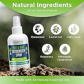 Rocket Pure Natural Foot & Shoe Deodorizer Spray - Foot Spray for Smelly Feet & Shoe Spray for Smelly Shoes - Removes, Controls & Prevents Odors - Made with Essential Oils - Made in USA (Cedar, 4oz)