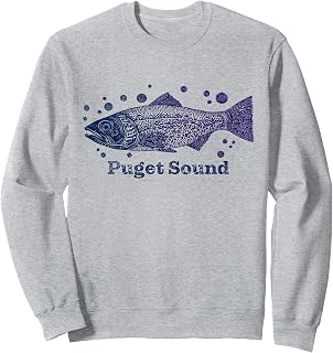 Puget Sound Washington King Salmon Fish Art River Fishing Sweatshirt