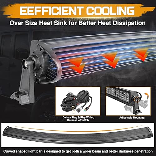 Miniatura 4 de Barra de luz LED curvada de 54 pulgadas, luz LED de conducción de 832 W, luces LED todoterreno, luces de trabajo combinadas para camiones, Jeep,