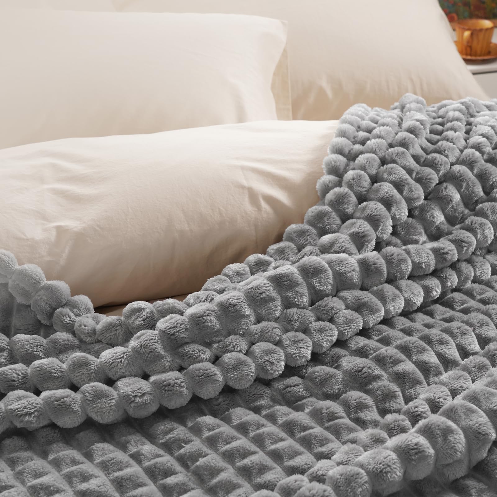 phf luxury soft fleece blanket king size, no shed no pilling, 380gsm fluffy cozy throw blankets for bed, 108"x90",lightweight warm bedding for home decor, ideal gift for women, sharkskin