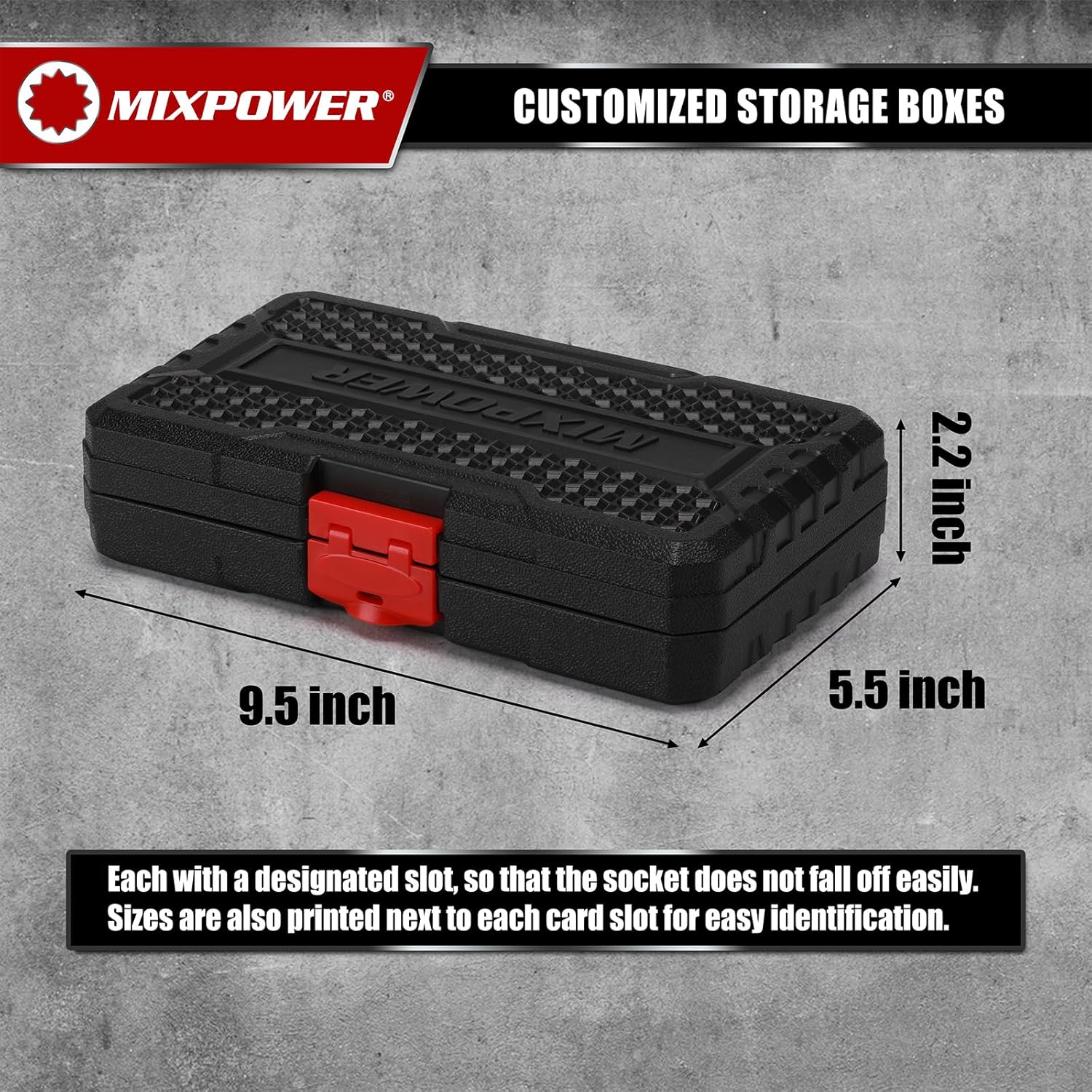 MIXPOWER 12 Pieces 3/8'' Drive Semi-Deep Impact Socket Set,12 Point,SAE,5/16"-1",CR-MO,Axle Nut Impact Grade Socket for Easy Removal