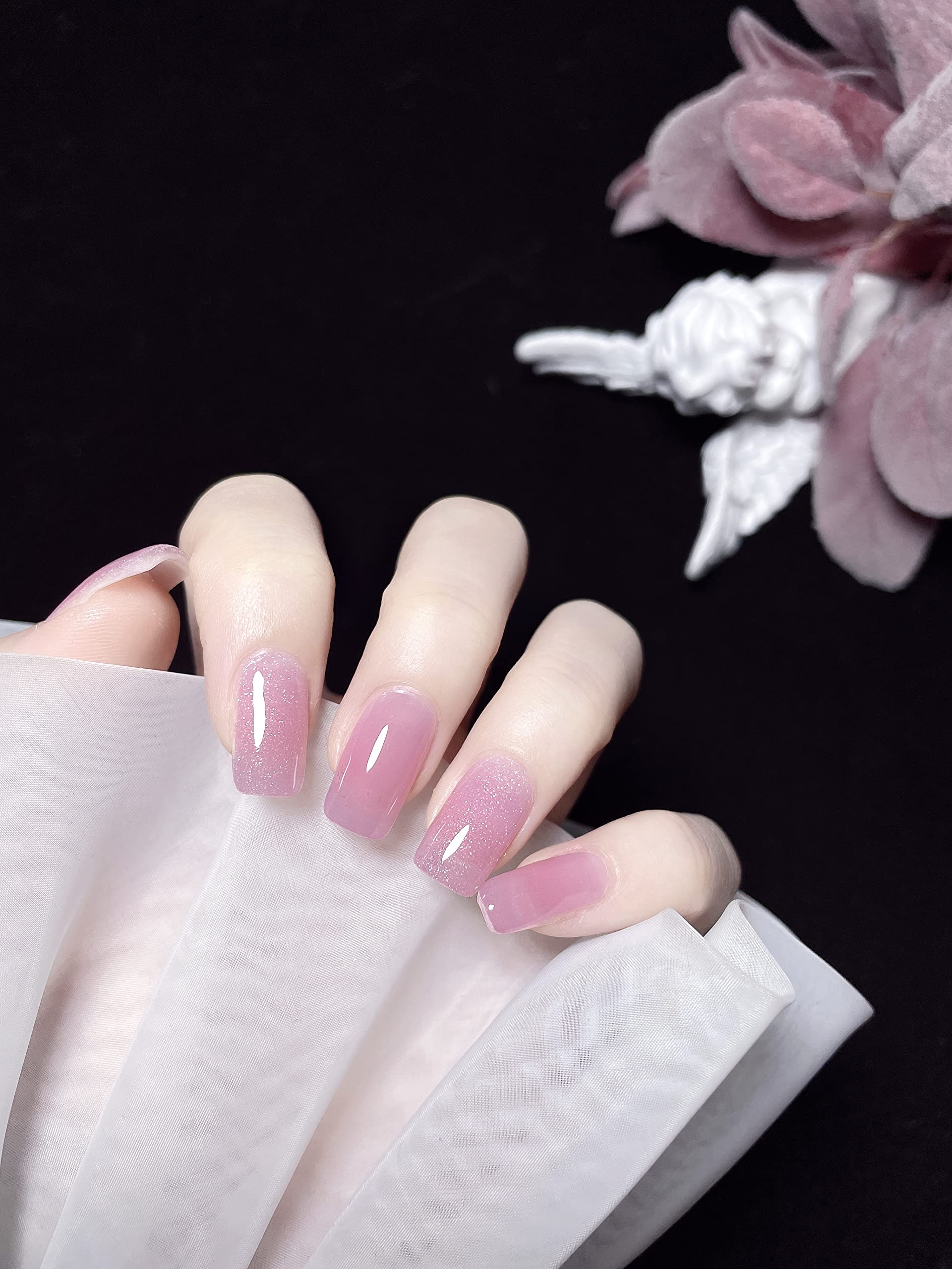 SOCOLATE 22PCS(20+2 Trail Samples) Double Ended Adheasive Art Transfer Decals Sticker Gradient Color with Pink Giltter Nail Polish Strips ,Nail Wraps,CH-S385 Redwood