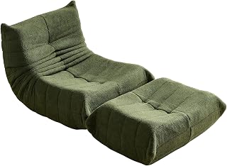 okwish Bodensofa, Sitzsack, Einsitzer mit Fußhocker, 112 cm breit, Grün