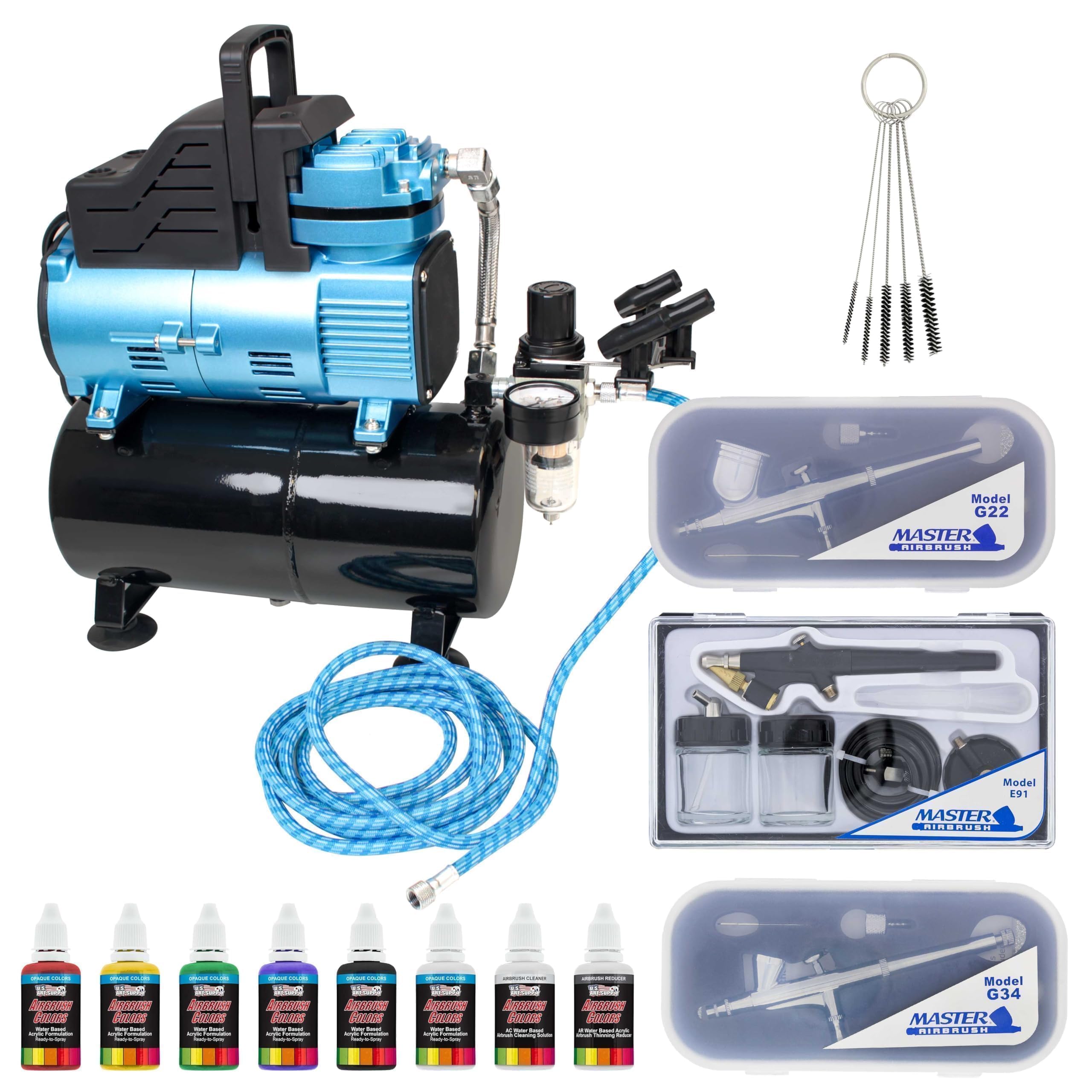 Master Airbrush Cool Runner Dual Fan Air Compressor with Storage Tank