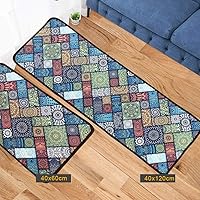 Vista 2 de Juego de tapetes Leebei antideslizantes, lavables, para interior, para cocina, dormitorio, cuarto de baño, 15.7 x 23.6 pulgadas + 15.7 x 47.2