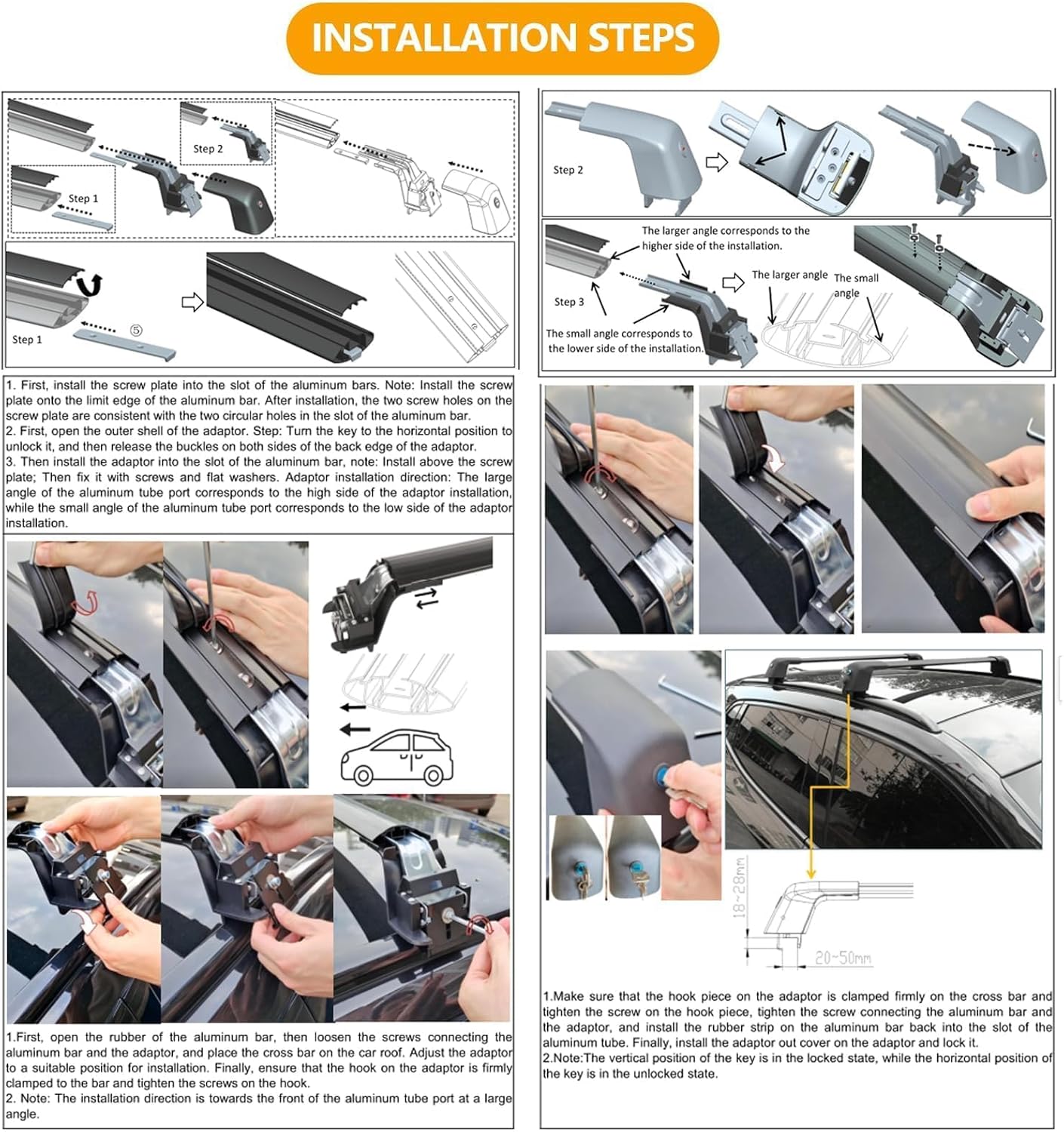 AUTOXBERT Car Roof Rack Cross Bars 39"-41", Universal Cross Bars Roof Rack Adjustable Lockable Thick Aluminum Roof Rails with 220lbs Load Capacity Fits Most Vehicles Flush Side Rails