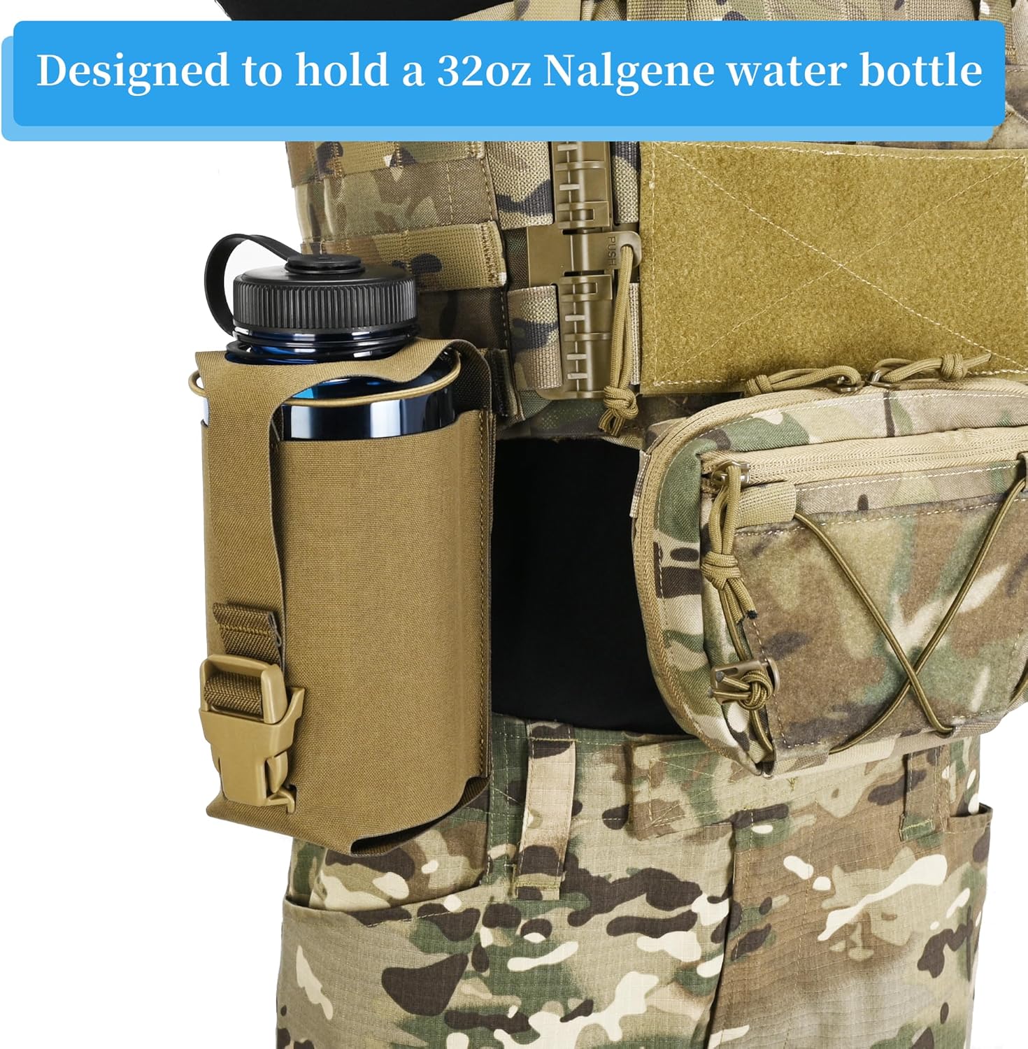 Water Bottle Pouch Molle,Water Bottle Holder with Quick Release Buckle for 32oz Water Bottle,Water Bottle Carrier for Backpack Belt Vest