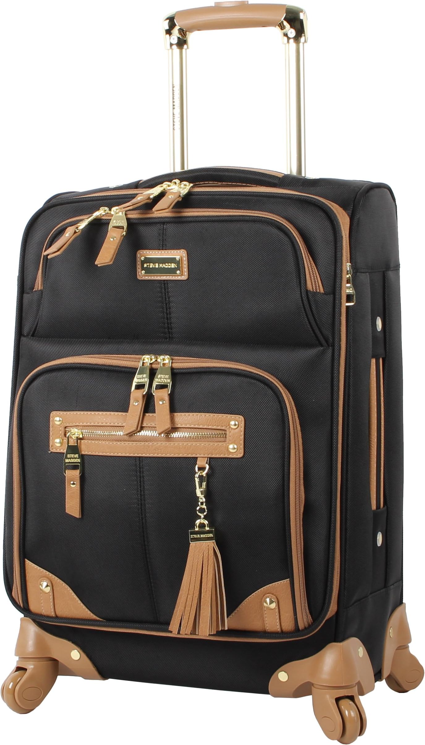 Steve Madden Designer Luggage Collection - Lightweight Softside Expandable Suitcase for Men & Women - Durable 20 Inch Carry On Bag with 4-Rolling Spinner Wheels