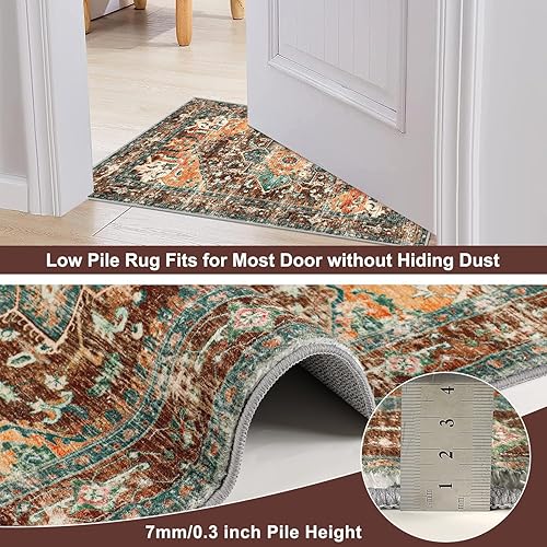 Miniatura 4 de Alfombra lavable de 2 x 6 pies, antideslizante, estilo bohemio, vintage, con parte trasera de goma, resistente a las manchas y pelo bajo, alfombra