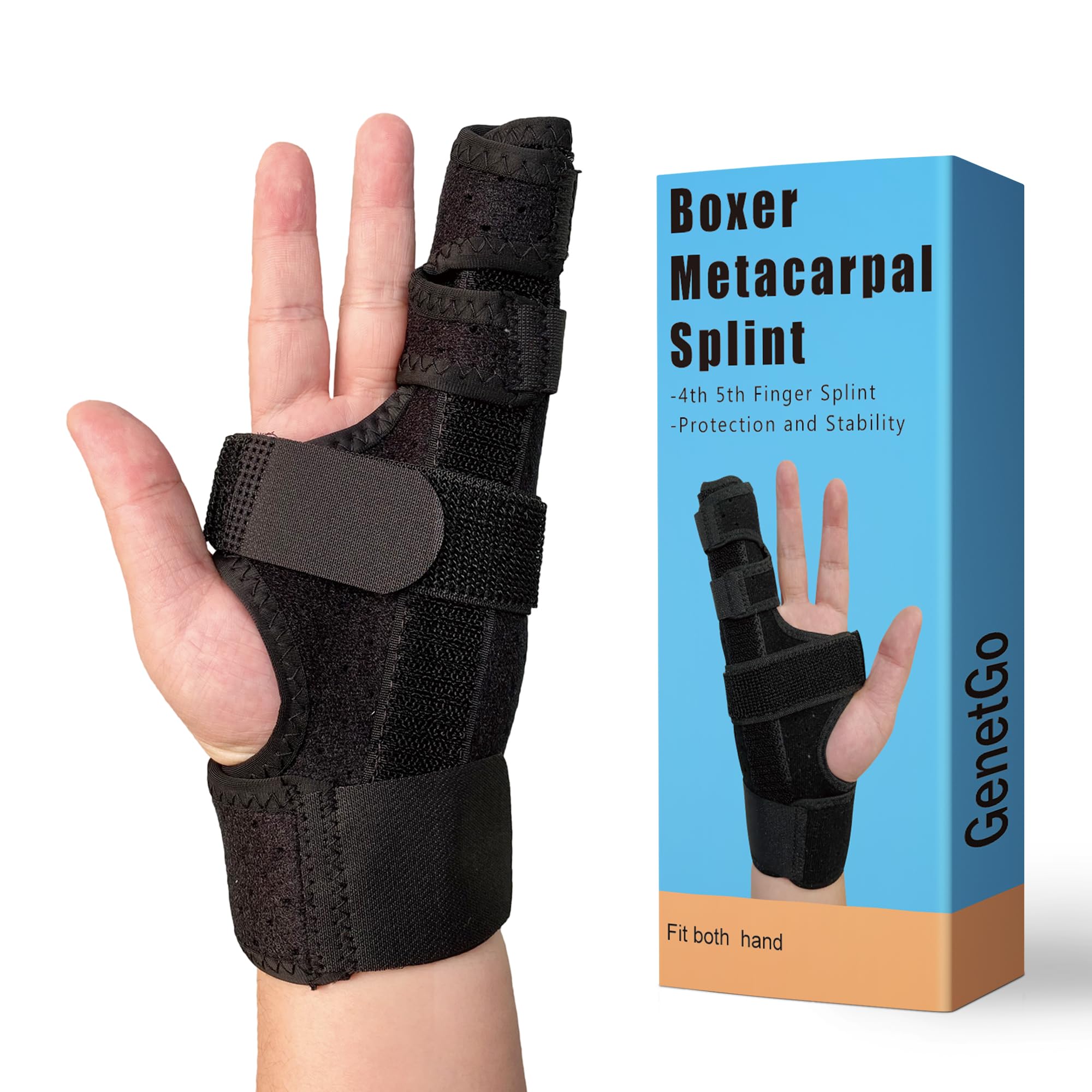 GenetGo Boxer Break Metacarpal Splint Brace - 4th or 5th Finger Splint Support (Small)