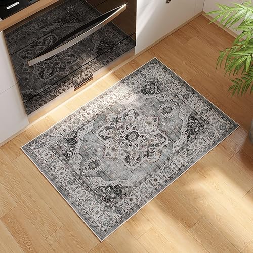 Miniatura 274 de Rugcomf Tapete para puerta interior, 2 x 3, lavable a máquina, tapete antideslizante de pelo bajo, para entrada, cocina, puerta principal, entrada