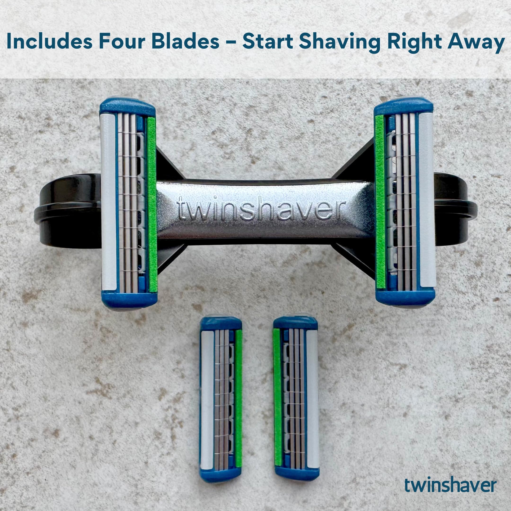 twinshaver brzytwa do łysienia + 4 żyletki, ochrona przed przecięciem i 80% oszczędność czasu, maszynka do golenia i głowy, brzytwa na mokro 0.0mm dla mężczyzn i kobiet