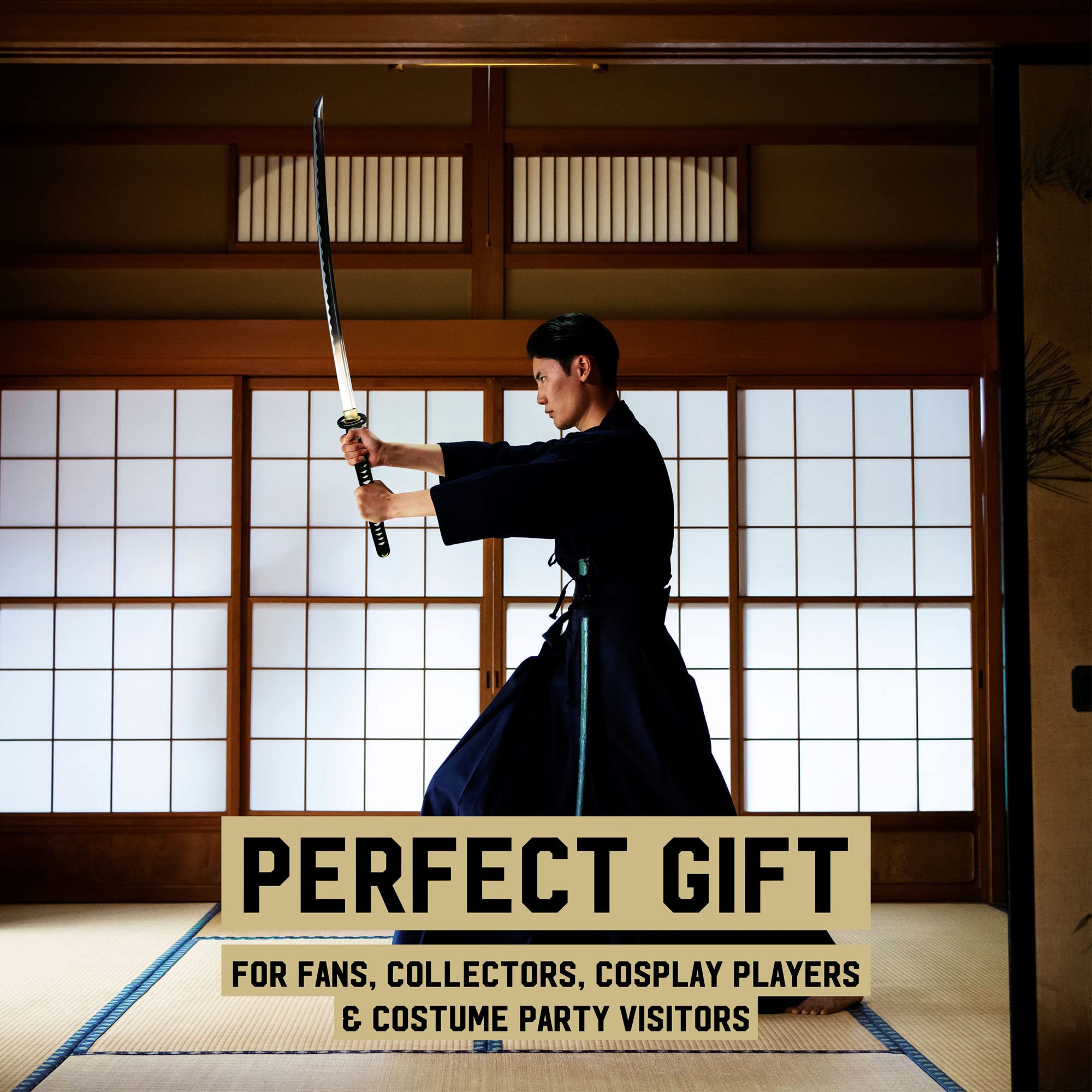 Miyamoto Musashi Katana – Japanisches Schwert, Samurai Schwerter echt, Shogun, Schwert Metall mit Scheide 113cm, Samurai Deko