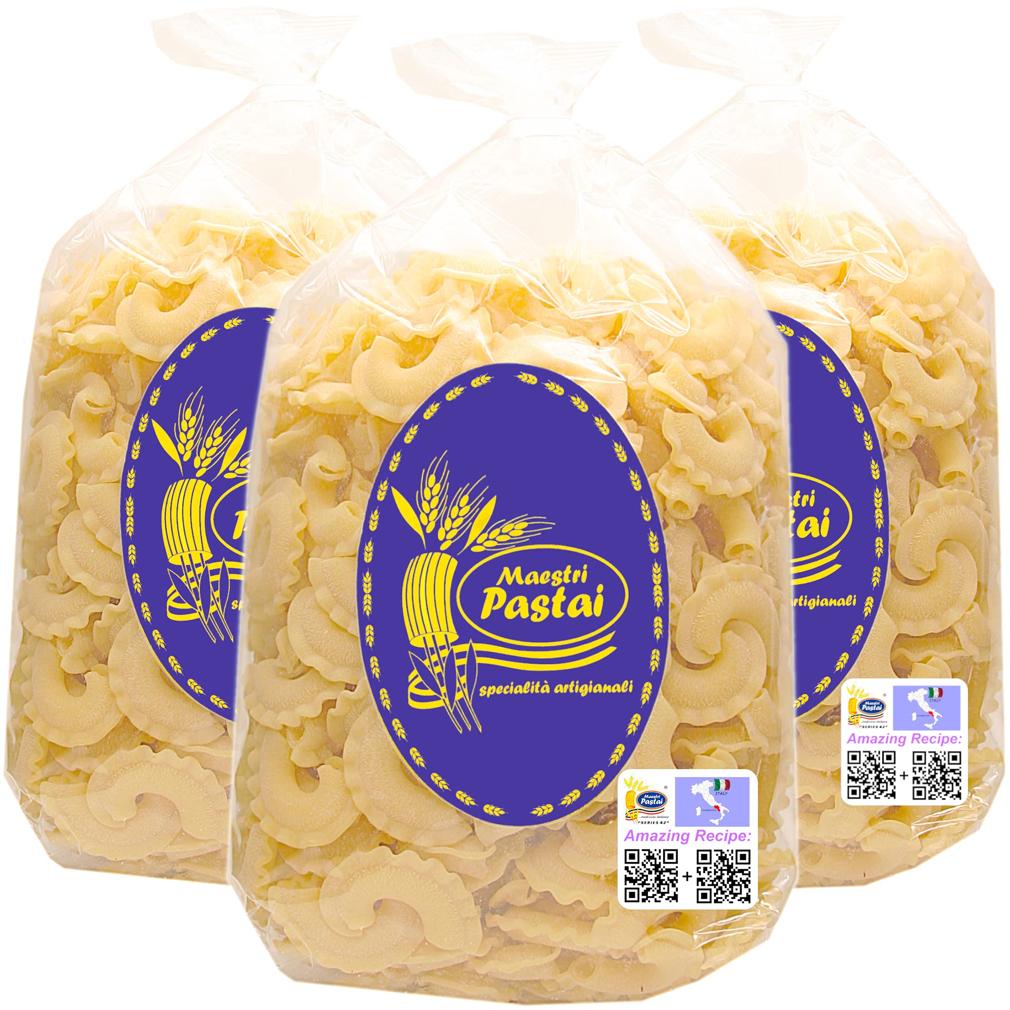 Maestri Pastai, Gourmet Creste Di Gallo "Rooster Crest" Italian Pasta (Special "Series 42"), Premium Quality "Italian Elbow Macaroni" from Mercato San