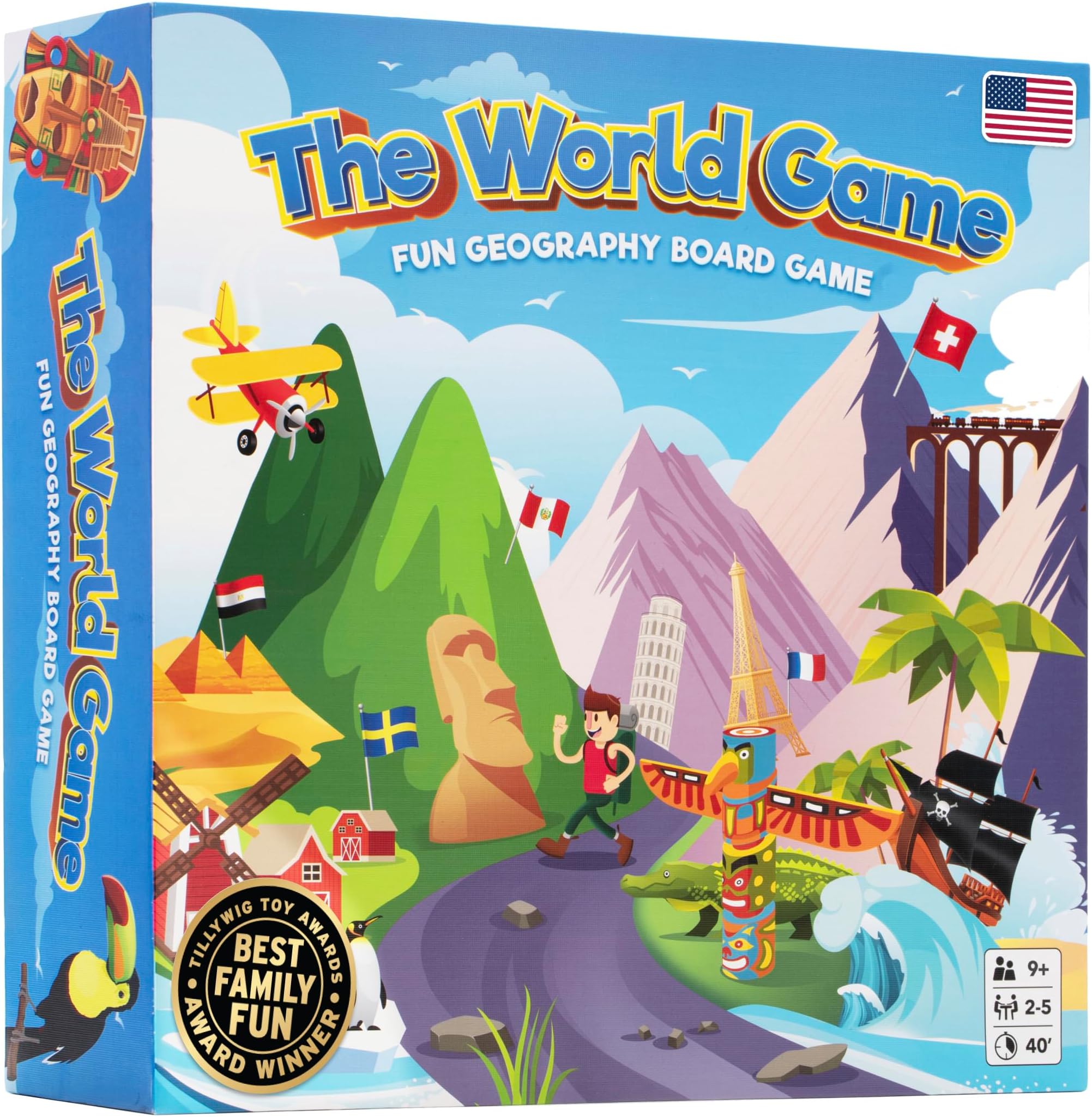 Fun Geography Board Game - Educational Game for Kids & Adults - Cool Learning Gift Idea for Teenage Boys & Girls, 2-5 Players