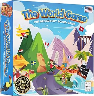 The World Game - Fun Geography Board Game - Educational Game for Kids & Adults - Cool Learning Gift Idea for Teenage Boys & Girls, 2-5 Players