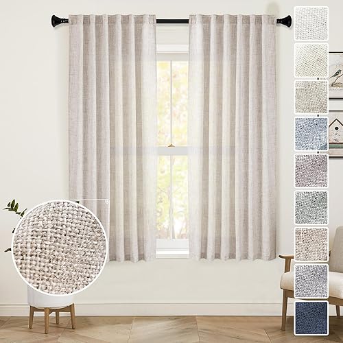 Miniatura 51 de Cortinas verde oliva de 108 pulgadas, 2 paneles para sala de estar, semitransparentes, reductoras de luz, aireadas, modernas, elegantes, extra Verde