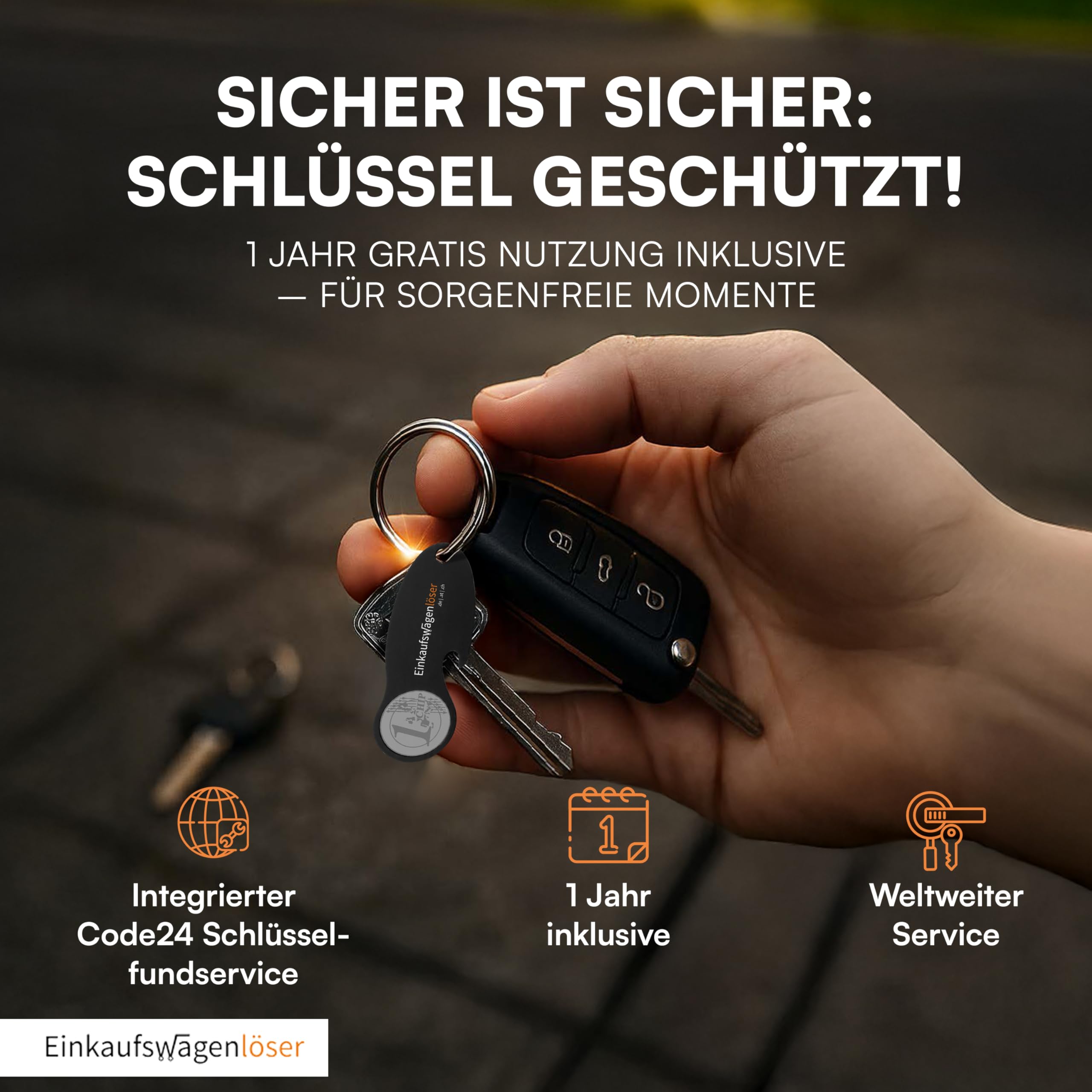 Einkaufswagenlöser Münze Schwarz (20 STK.) – funktionaler Schlüsselanhänger mit Einkaufswagenchip, Flaschenöffner & Profiltiefenmesser – hochwertiger Einkaufschip mit Fundservice