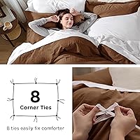 Vista 42 de Bedsure - Juego de ropa de cama de 3 piezas, prelavado, extrasuave, con 1 funda de edredón de 104 x 90 pulgadas con cremallera y 2 fundas