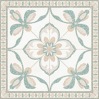 10PCS 12x12 Inch Cream and Mint Green Ornate Floral Center Design Floor ...