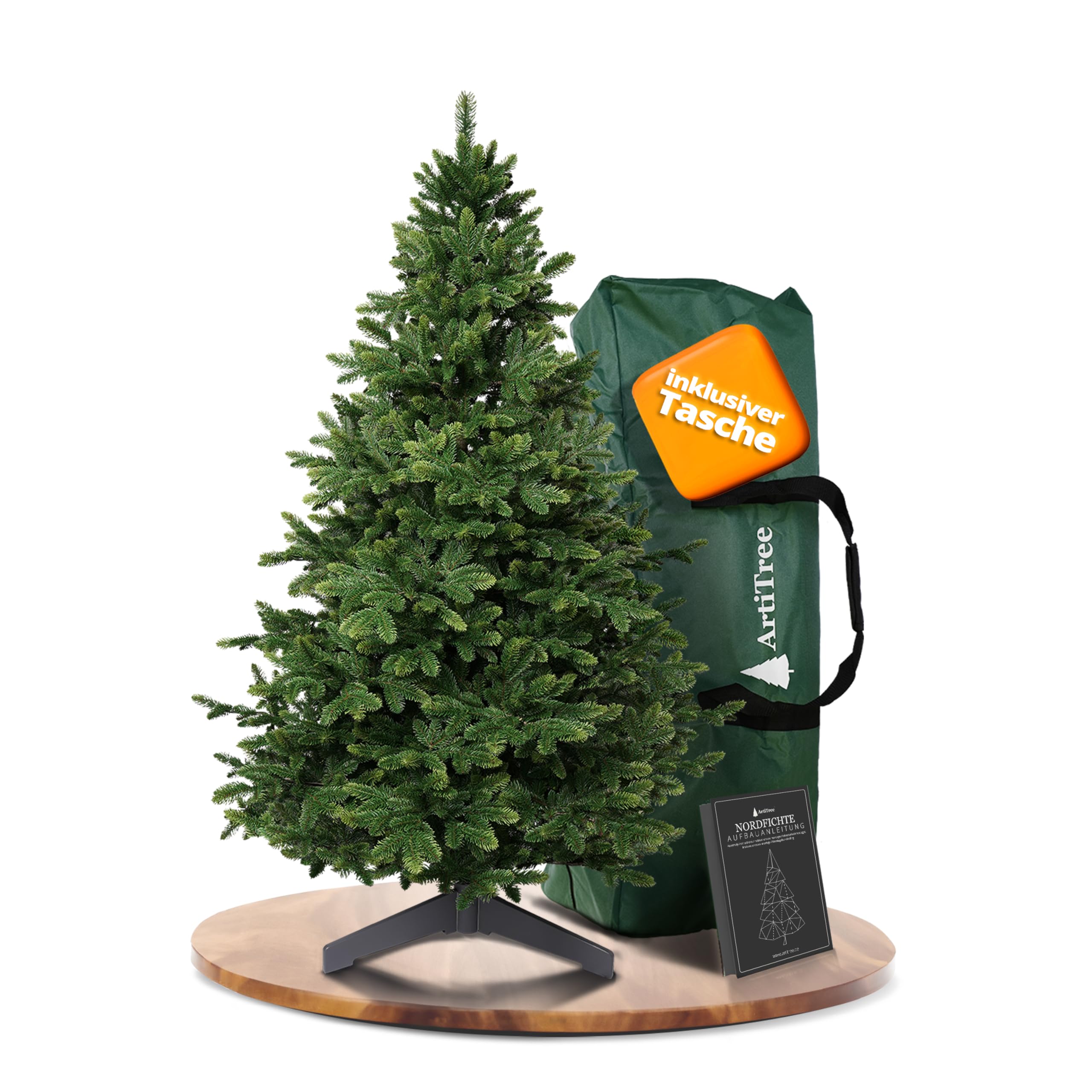 Amazon.de: ArtiTree Knstlicher Weihnachtsbaum 180 cm  100 % Spritzguss  Nordmanntanne | Premium Tannenbaum naturgetreu inkl. FSC-Holzstnder &  Aufbewahrungstasche
