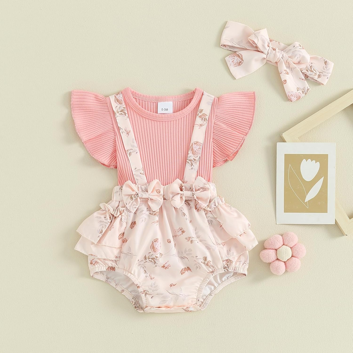 Mubineo Baby Girl Summer Clothes Romper Dress Outfits Cute Ruffle Floral Overalls Skirt Sets Newborn Outfit - Image 2