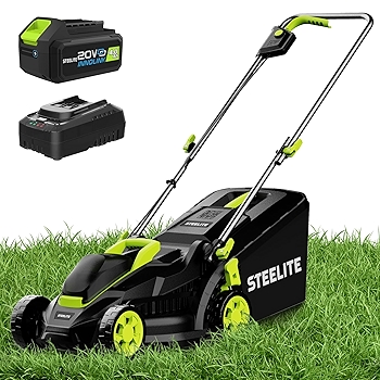 无绳电动割草机，轻便设计，适用于21V电池，带刷less电机和调节高度功能