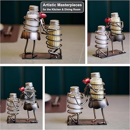 Miniatura 4 de Funny Salt And Pepper Shakers Set Novelty - Two Glass Shakers With Lids, Rose Lovers Holder Caddy For Spices And Seasonings, For Kitchen, Dining Or