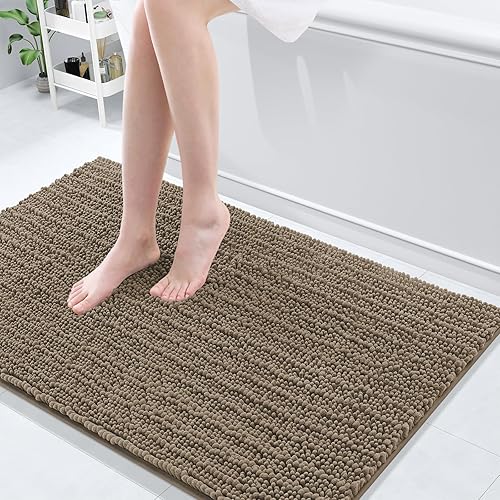 Arotive - Alfombra para el baño de felpilla, extrasuave, gruesa, absorbente, peluda, antideslizante, lavable en lavadora, apta secadora, afelpada,