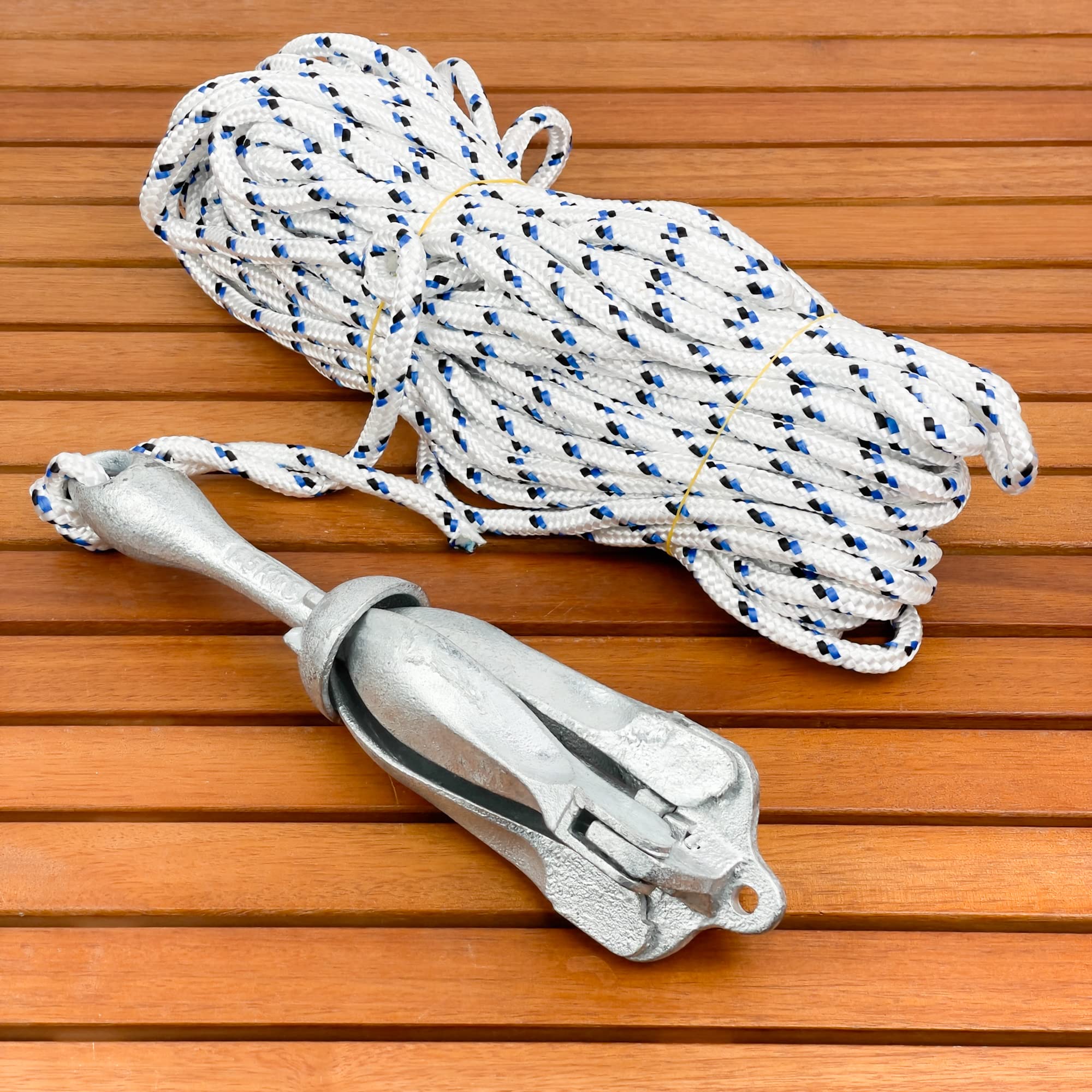 GATE14® Kit Mini Ancora a Ombrello Pieghevole in Acciaio Zincato 1,5 kg e Cima Ormeggio