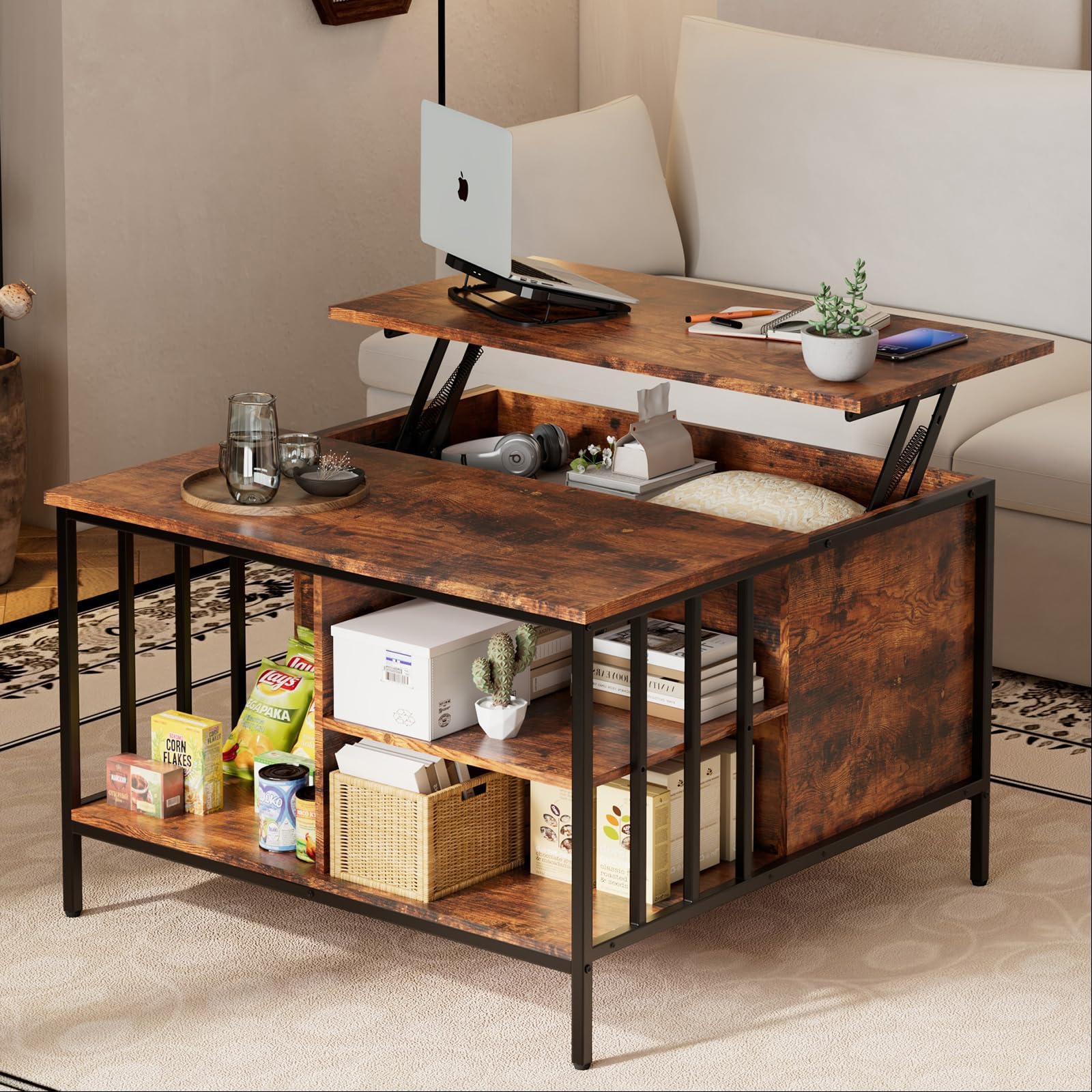 AQY 32 4 Lift Top Coffee Table with Storage Square Coffee Tables for Living Room Modern Farmhouse Heavy