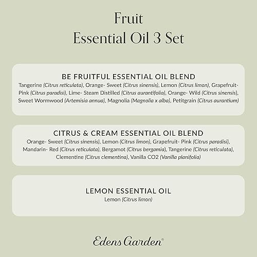 Miniatura 9 de Edens Garden Juego de 3 aceites esenciales de frutas  Aceite y mezclas de aromaterapia de grado terapéutico 100% puro sé fructífero, crema cítrica y
