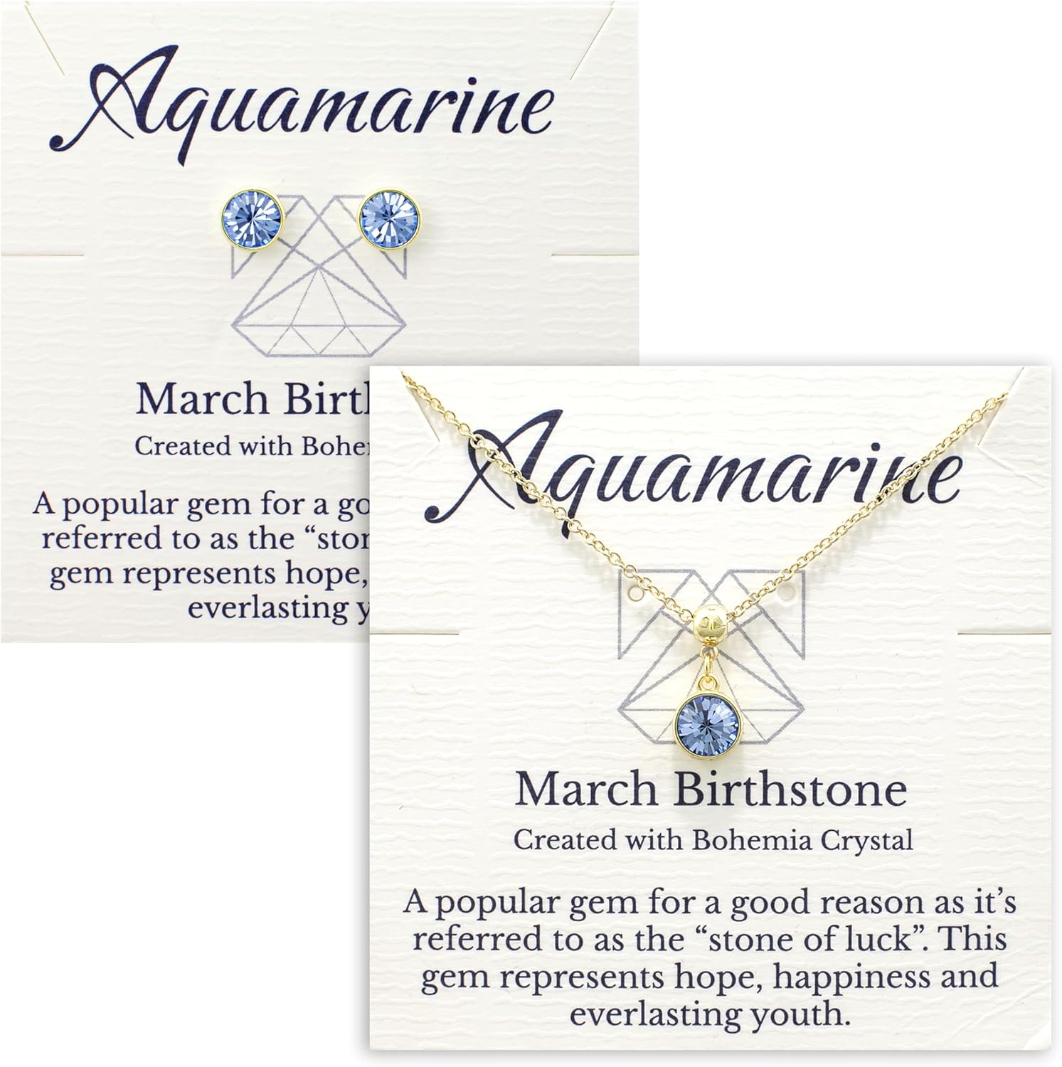 Lionhead Birthstone Necklace and Stud Earrings Set with Bohemian Crystals, Gold or Silver Plated, Birthday Month Gift, Great for Mom.