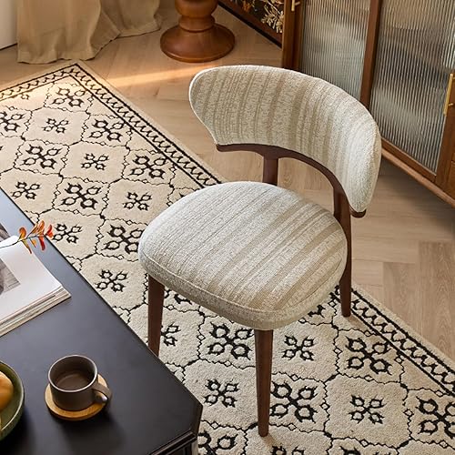 Miniatura 3 de Retro Upholstered Dining Room Chairs, Wood Dining Chairs Set Kitchen Chair, Lounge Reception Vanity Chair, Armless Seat with Back for Living Room,