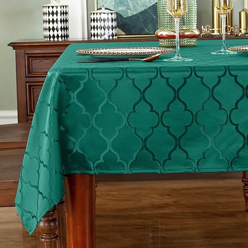 SASTYBALE Mantel navideño de tela de damasco jacquard, resistente al agua y sin arrugas, de poliéster, para comedor, fiesta, Navidad