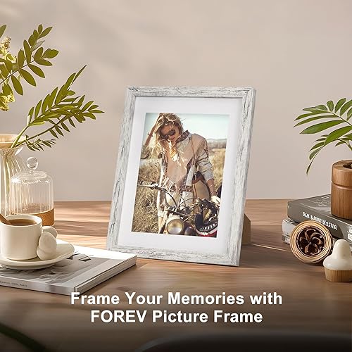 Miniatura 2 de TOFOREVO Marcos de fotos de 8 x 10 pulgadas, juego de 2 marcos de fotos de grano de madera blanca envejecida para montaje en pared de galería o