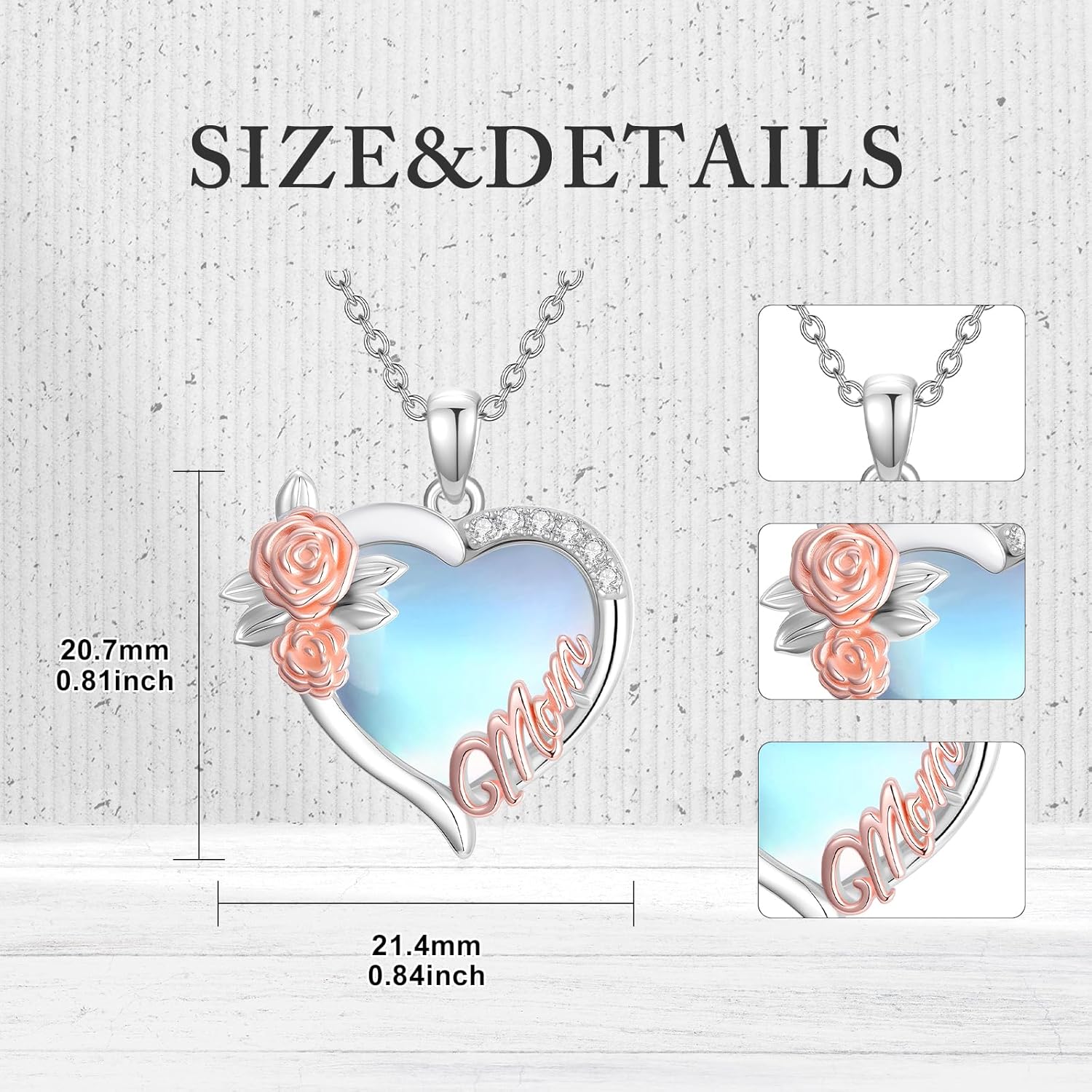 Christmas Gifts for Gigi/Mom 925 Sterling Silver Gigi/Mom Necklace with Heart Moonstone Mother's Day Birthday Jewelry Gifts for Grandma/Mother Women - Image 6