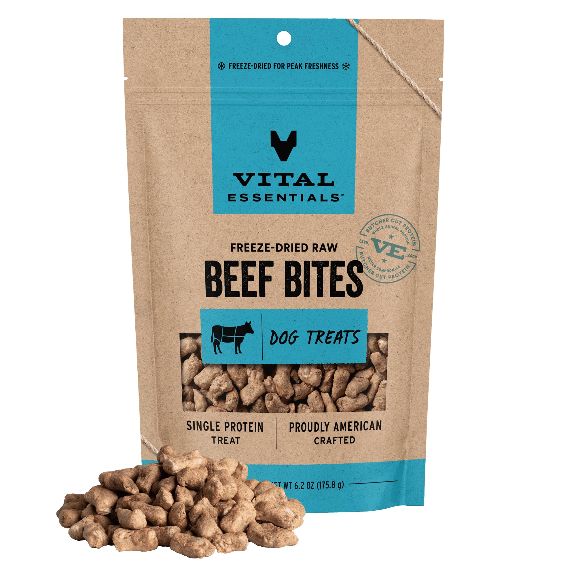 Freeze Dried Dog Treats | Beef Bites, Single Protein | Premium Quality | Grain Free Training Treats for Dogs, 6.2 oz Bag
