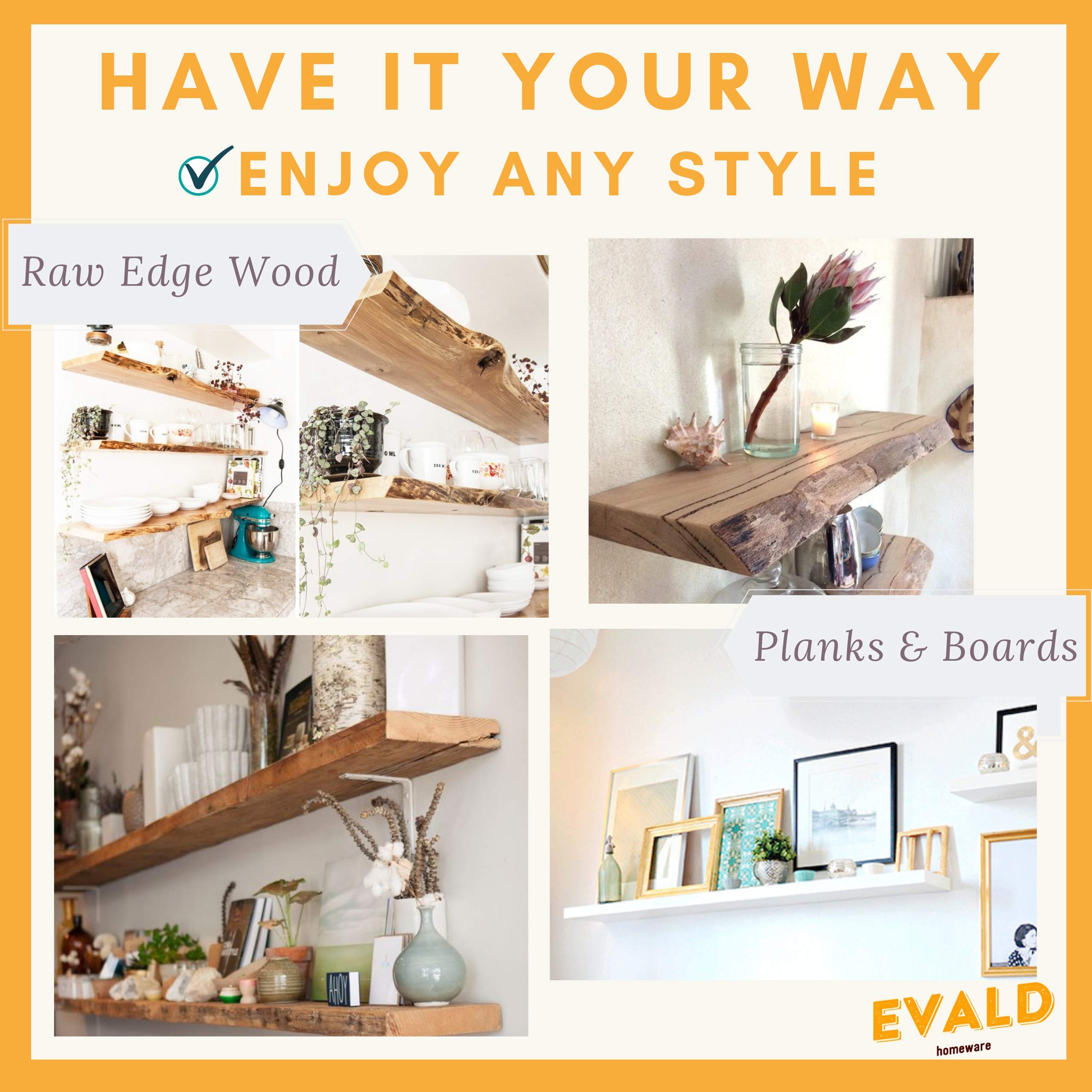 EVALD The Original Floating Shelf Hardware Heavy Duty Floating Shelf