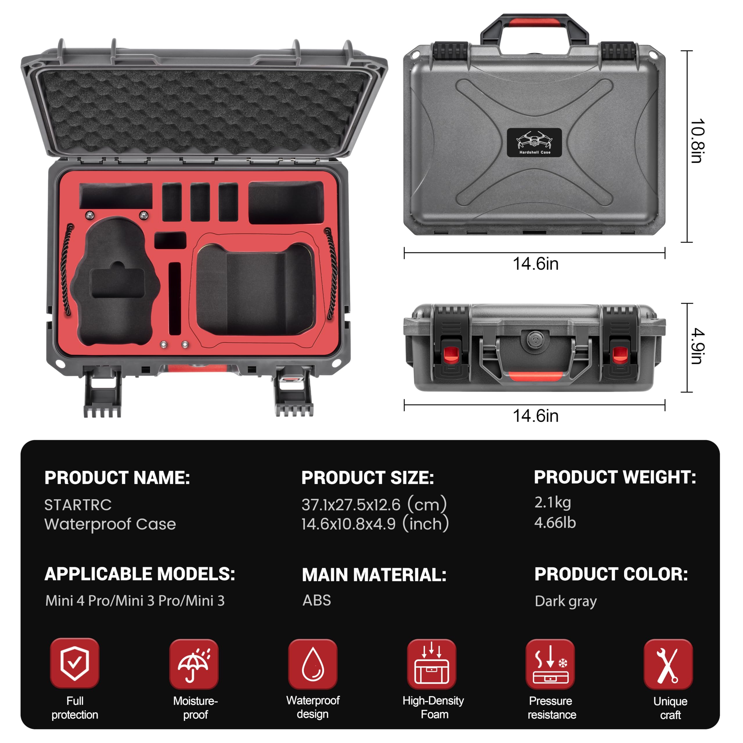STARTRC Mini 4 Pro Custodia Impermeabile Custodia per DJI Mini 4 Pro Fly More Combo
