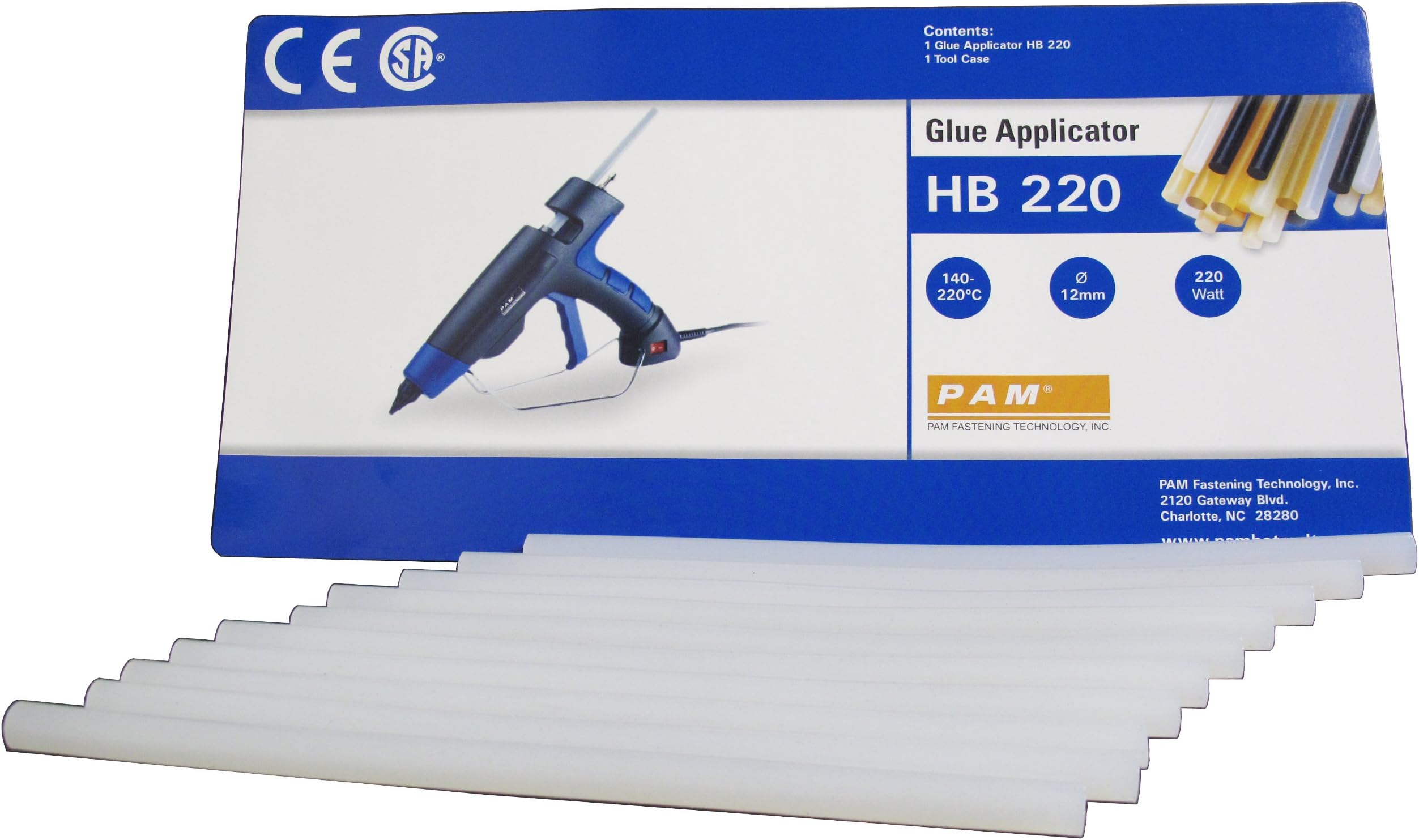 Pam UX8012-10 Hot Melt Adhesive Glue for HB220 Glue Gun 10 Sticks per Pack