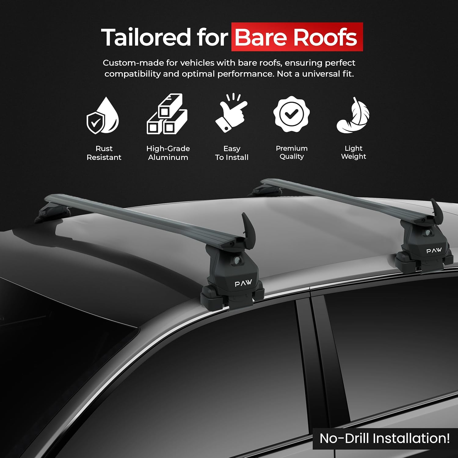 TOROS for Ford F150 Truck Gen 12-13-14 Roof Rack, Aluminum Cross Bars,330 LB Capacity,Normal Roof Type, Anti Theft-Locable (Black, F150 12th 2009-14)